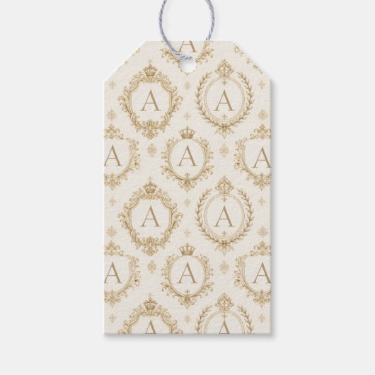 Benutzerdefiniertes Monogramm Gold Royal Barock Lu Geschenkanhänger (Vorderseite)