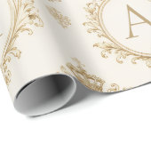 Benutzerdefiniertes Monogramm Gold Royal Barock Lu Geschenkpapier (Rolleneckpunkt)