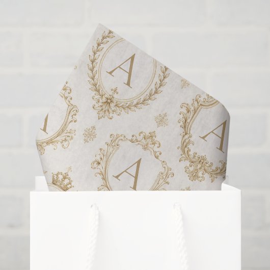 Benutzerdefiniertes Monogramm Gold Royal Barock Lu Seidenpapier (Geschenktüte)