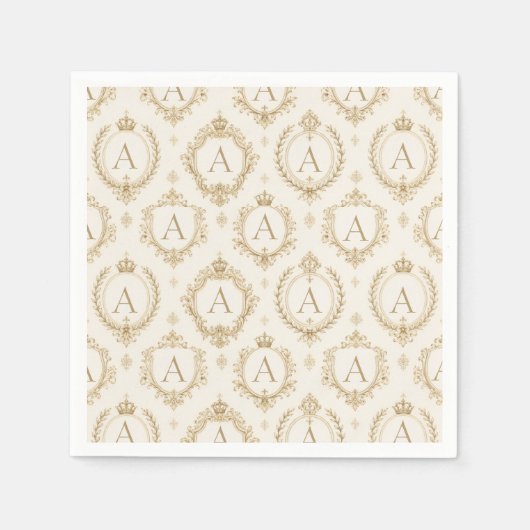 Benutzerdefiniertes Monogramm Gold Royal Barock Lu Serviette (Vorderseite)