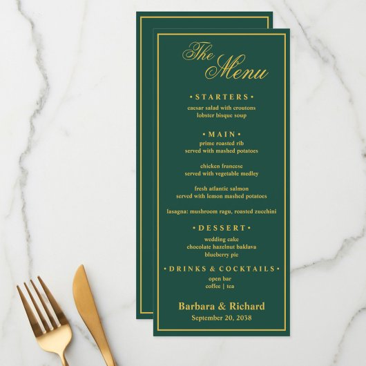 Benutzerdefiniertes Monogramm Golf-Thema Hochzeit  Menükarte