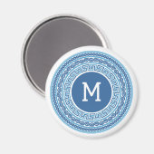 Benutzerdefiniertes Monogramm griechisches Muster Magnet (Vorderseite/Rückseite)