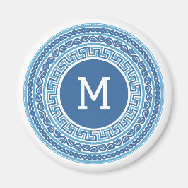 Benutzerdefiniertes Monogramm griechisches Muster Magnet