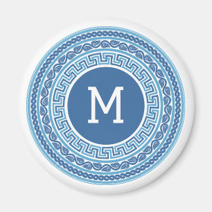 Benutzerdefiniertes Monogramm griechisches Muster Magnet