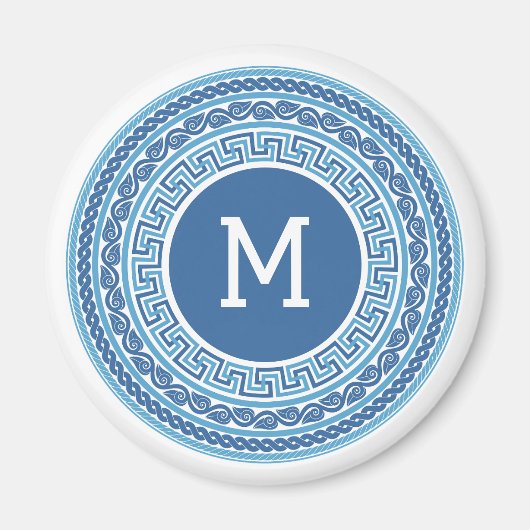 Benutzerdefiniertes Monogramm griechisches Muster Magnet (Vorne)