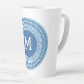 Benutzerdefiniertes Monogramm griechisches Muster Milchtasse (Rechte Ecke)