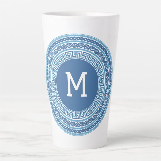 Benutzerdefiniertes Monogramm griechisches Muster Milchtasse (Vorderseite)