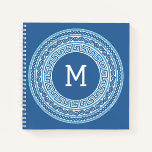 Benutzerdefiniertes Monogramm griechisches Muster Notizblock