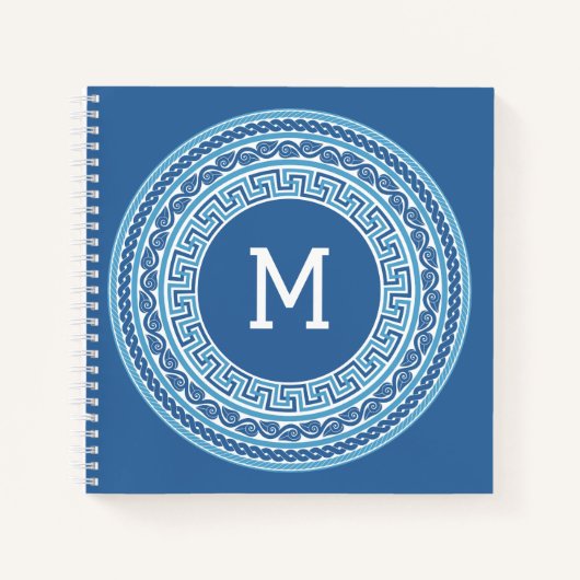 Benutzerdefiniertes Monogramm griechisches Muster Notizblock (Vorderseite)
