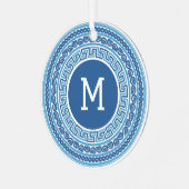 Benutzerdefiniertes Monogramm griechisches Muster Ornament Aus Metall (Vorderseite links)