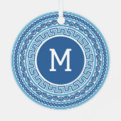 Benutzerdefiniertes Monogramm griechisches Muster Ornament Aus Metall (Rückseite)