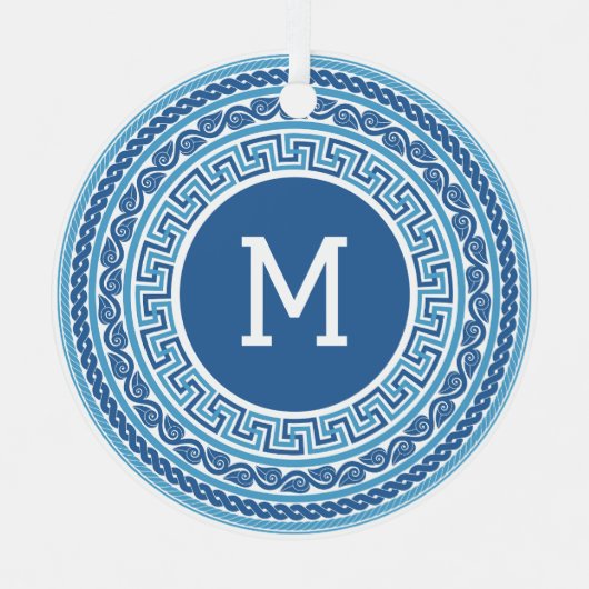 Benutzerdefiniertes Monogramm griechisches Muster Ornament Aus Metall (Vorderseite)