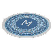 Benutzerdefiniertes Monogramm griechisches Muster Schneidebrett (Ecke)