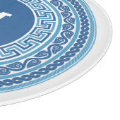 Benutzerdefiniertes Monogramm griechisches Muster Schneidebrett (Ecke)