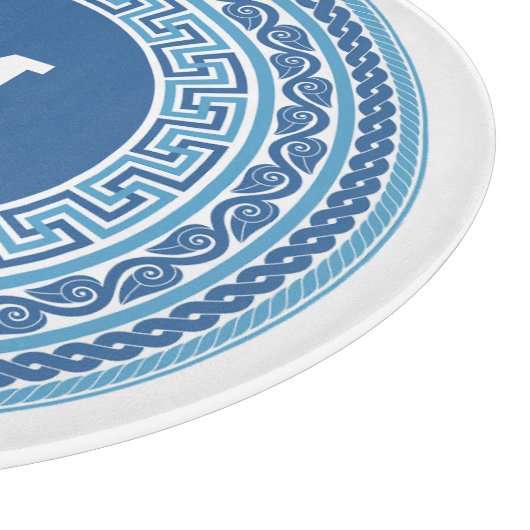 Benutzerdefiniertes Monogramm griechisches Muster Schneidebrett (Ecke)