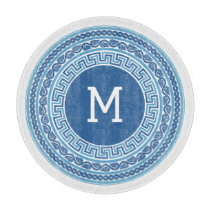 Benutzerdefiniertes Monogramm griechisches Muster Schneidebrett