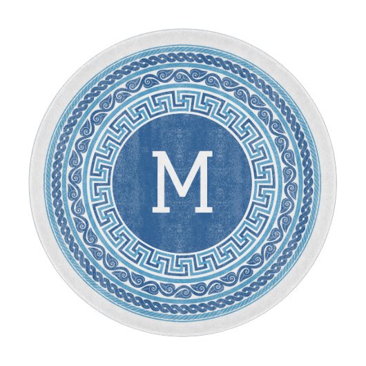 Benutzerdefiniertes Monogramm griechisches Muster Schneidebrett (Vorderseite)