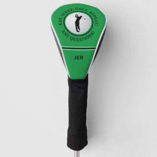 Benutzerdefiniertes Monogramm Grün Essen Schlafen  Golf Headcover