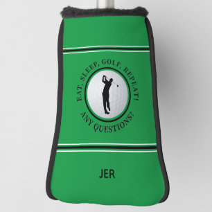 Benutzerdefiniertes Monogramm Grün Essen Schlafen  Golf Headcover