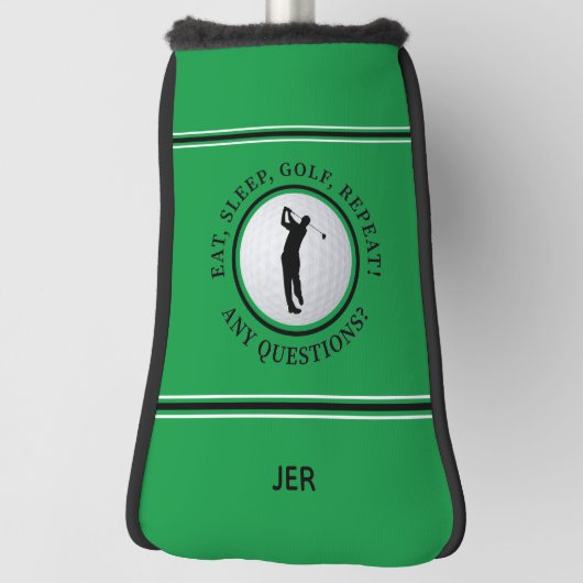 Benutzerdefiniertes Monogramm Grün Essen Schlafen Golf Headcover (Rotieren 90)