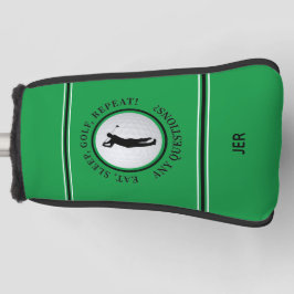Benutzerdefiniertes Monogramm Grün Essen Schlafen  Golf Headcover