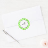 Benutzerdefiniertes Monogramm Grüne Kleeblatt Kuns Runder Aufkleber (Umschlag)