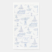 Benutzerdefiniertes Monogramm Handgezeichnete Küst Serviette (Vorderseite)