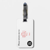 Benutzerdefiniertes Monogramm Herz Gepäckanhänger (Rückseite vertikal)