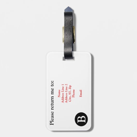 Benutzerdefiniertes Monogramm Herz Gepäckanhänger (Rückseite vertikal)