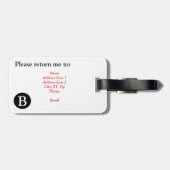 Benutzerdefiniertes Monogramm Herz Gepäckanhänger (Rückseite horizontal)