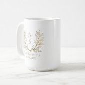 Benutzerdefiniertes Monogramm-Hochzeitslogo mit Kl Kaffeetasse (Vorderseite Links)