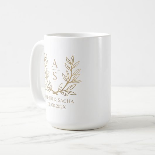 Benutzerdefiniertes Monogramm-Hochzeitslogo mit Kl Kaffeetasse (Vorderseite Links)