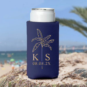 Benutzerdefiniertes Monogramm Hochzeitslogo Palme  Dosenkühler