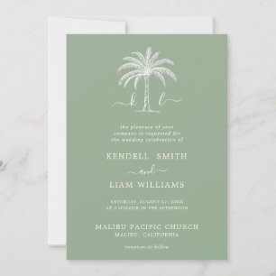 Benutzerdefiniertes Monogramm Hochzeitslogo Palme  Einladung