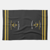 Benutzerdefiniertes Monogramm Holzkohleschwarz Gol Geschirrtuch (Horizontal)