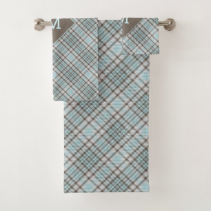 Benutzerdefiniertes Monogramm Kariert / Tartan Mus Badhandtuch Set