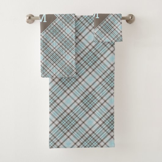 Benutzerdefiniertes Monogramm Kariert / Tartan Mus Badhandtuch Set (Insitu)