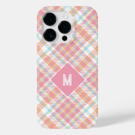Benutzerdefiniertes Monogramm Kariert / Tartan Mus Case-Mate iPhone 14 Pro Hülle