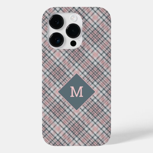 Benutzerdefiniertes Monogramm Kariert / Tartan Mus Case-Mate iPhone Hülle (Rückseite)