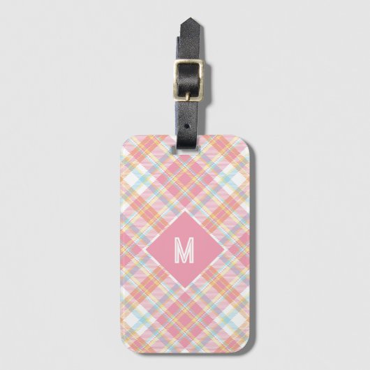 Benutzerdefiniertes Monogramm Kariert / Tartan Mus Gepäckanhänger (Vorderseite Vertikal)