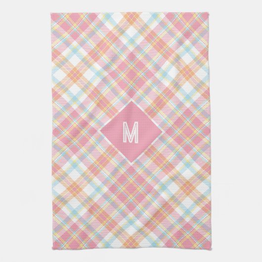 Benutzerdefiniertes Monogramm Kariert / Tartan Mus Geschirrtuch (Vertikal)