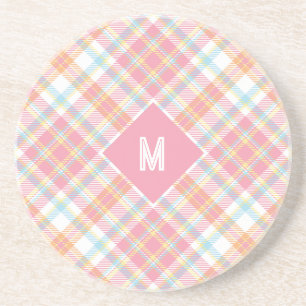Benutzerdefiniertes Monogramm Kariert / Tartan Mus Getränkeuntersetzer
