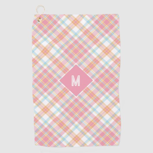 Benutzerdefiniertes Monogramm Kariert / Tartan Mus Golfhandtuch (Vorderseite)
