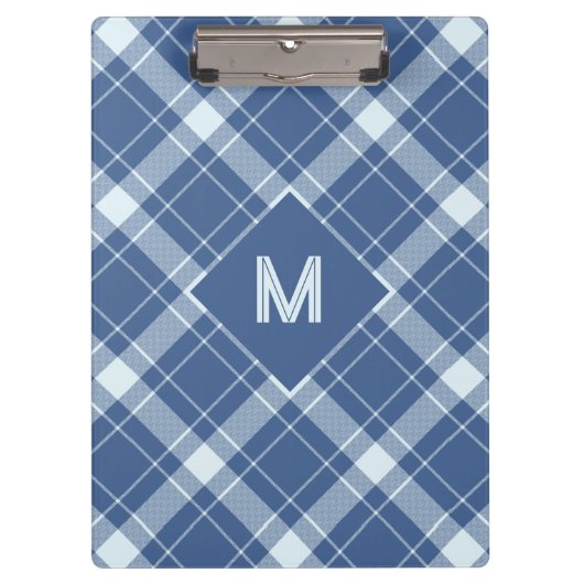 Benutzerdefiniertes Monogramm Kariert / Tartan Mus Klemmbrett (Vorderseite)