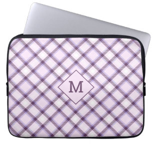 Benutzerdefiniertes Monogramm Kariert / Tartan Mus Laptopschutzhülle