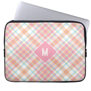 Benutzerdefiniertes Monogramm Kariert / Tartan Mus Laptopschutzhülle