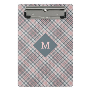 Benutzerdefiniertes Monogramm Kariert / Tartan Mus Mini Klemmbrett