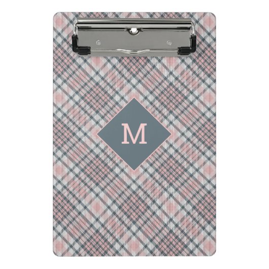 Benutzerdefiniertes Monogramm Kariert / Tartan Mus Mini Klemmbrett (Vorderseite)