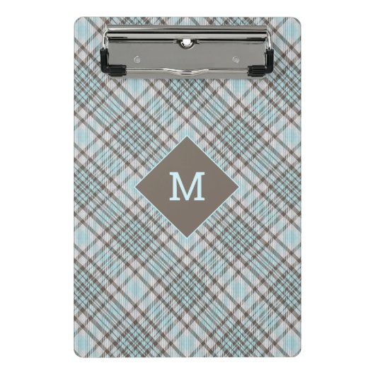 Benutzerdefiniertes Monogramm Kariert / Tartan Mus Mini Klemmbrett (Vorderseite)