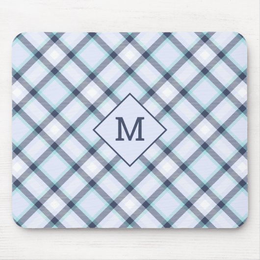 Benutzerdefiniertes Monogramm Kariert / Tartan Mus Mousepad (Vorne)